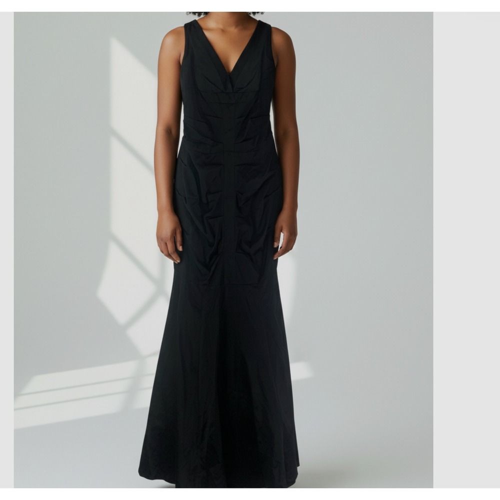 Xscape Dress Black Satin Taffeta Mermaid‎ Tulle Gown Full Length Ruched 6
